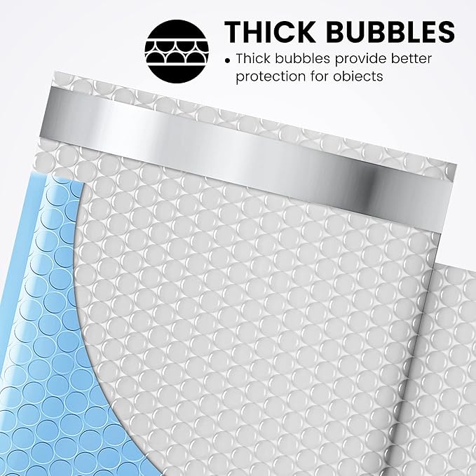 Fuxury Bubble Mailer 6x10 Inch 50 Pack Light Blue,Self-Seal Adhesive Packaging Bags, Waterproof Poly Bubble Mailers, Mailing Evenploves Packaging For Jewelry, Cards, Makeup, CD, Small Business #0