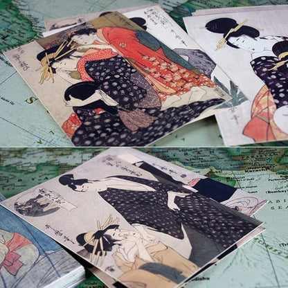HOSTEESSCHOICE Vintage Art Postcards set of 30 Post card of Japanese Artist Kitagawa Utamaro variety pack Famous Painting Scenery,4 x 6 Inches