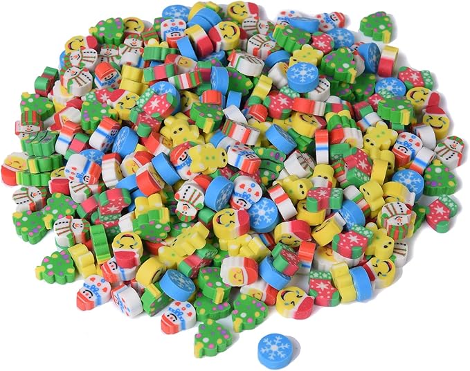 400PCS Mini Fun Cute Christmas Erasers for Kids,Back to School Party Gifts (Mini Christmas erasers)