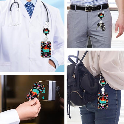 Dumpster Fire Badge Holder with Retractable Reel and Breakaway Lanyard,Badge Clips Retractable Heavy Duty Badge Reel,Keychain,ID Holder with Breakaway Lanyard for School Nurse Office Teen
