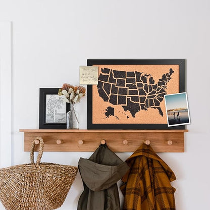 Cork Board Map of The United State, 17" X 13" Bulletin Boards for Walls with 10 Pins, Travel Tracker Map for Office, School and Home (US-MAP-3343)