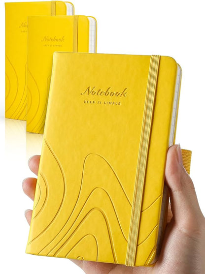 AISBUGUR Pocket Notebook, Small Notebook, 2-Pack Total 320 Pages,3.7" x 5.7" Pocket Notebook (2 Pack, Yellow)