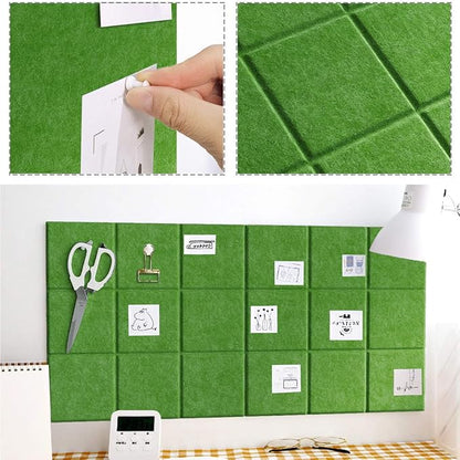 Large Felt Board Tiles for Wall with 30 Push Pins, 11.8"x11.8" Pack of 6 Pin Board Notice Boards for Home Office Kitchen, Bulletin Board Wall Tiles for Photos Memos (Green, 6 Pack)