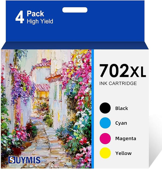 702XL Remanufactured Ink Cartridges Combo Pack Replacement for Epson 702 XL T702XL T702 High Yield to Work with Workforce Pro WF-3720 WF-3730 WF-3733 Printer (1 Black 1 Cyan 1 Magenta 1 Yellow,4 Pack)