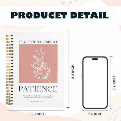 BearCake Fruit of the Spirit Patience Christian Notebook Journal, Christian Gifts for Women, Bible Notebooks for Note Taking, Bible Journaling Notebook, Hardcover Spiral Notebook 5.5x8.3