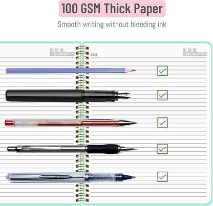 Spiral Notebook 8.5" x 11", A4 Lined Green Hardcover College Ruled Notebook for Work, 120 Pages 100GSM Large Thick Spiral Writing Journal for Women & Men