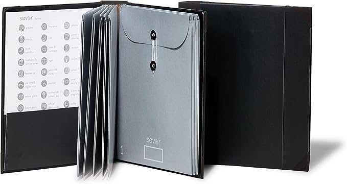 Savor | 2025 Updated Edition The Folio™ Document Organizer|Custom Dyed Cloth Bound Expanding File Folder for Important Papers, Emergency Binder,Birth Certificates,Social Security Cards, and Passports