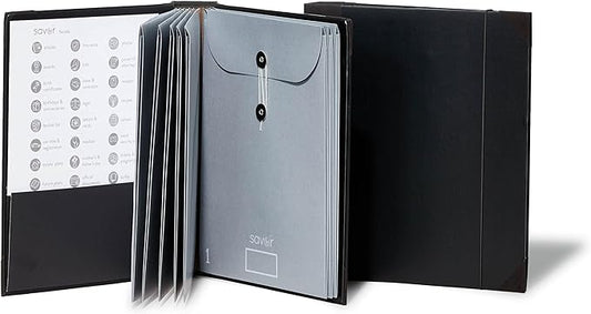 Savor | 2025 Updated Edition The Folio™ Document Organizer|Custom Dyed Cloth Bound Expanding File Folder for Important Papers, Emergency Binder,Birth Certificates,Social Security Cards, and Passports