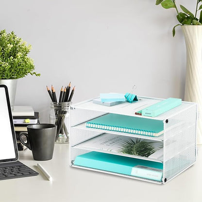 EASEPRES 3 Tier Desk Paper Organizer, White