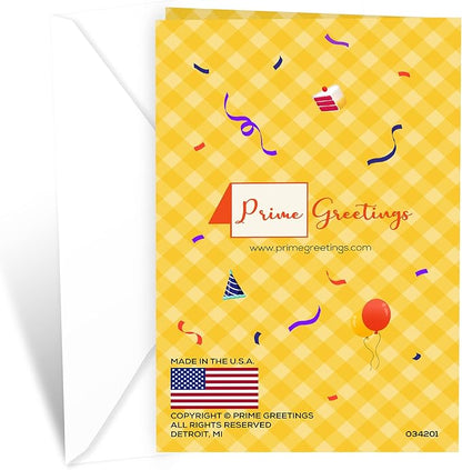 Prime Greetings Friend Birthday Card, Made in America, Eco-Friendly, Thick Card Stock with Premium Envelope 5in x 7.75in, Packaged in Protective Mailer