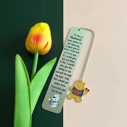Husband Bookmarks Birthday Gift Man Christmas Encourage Bookmark Valentines Day Distance Miss You Cute Present Appreciate Wedding Anniversary Love Reminder Keepsakes I Love Proud of You for Him Bear