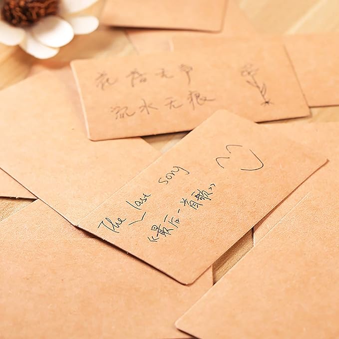 VANRA 300 Small Blank Cards 3.5x2 inches Color Cardstock Study Flash Cards Index Cards, Unruled with Rounded Corners (Kraft Brown, 300/Pack)