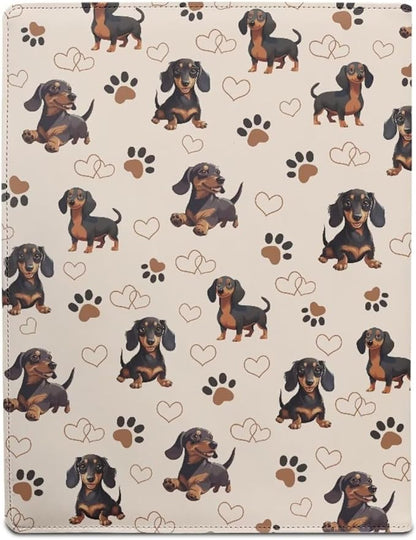 Cozeyat Cute Dachshund Padfolio for Women Binder Portfolio Folder, PU Leather Folder A4 Conference Pad Document Organizer Notepad Holder