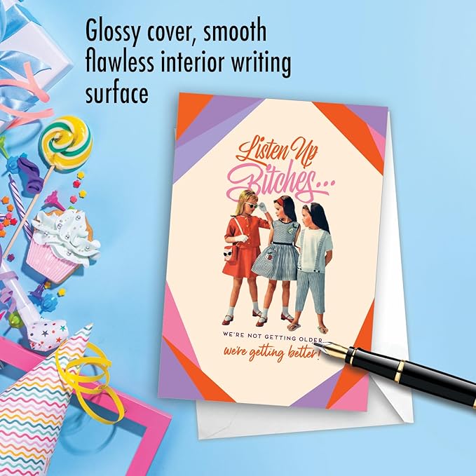 NobleWorks Humorous Blank Birthday Greeting Card with 5 x 7 Inch Envelope (1 Card) Listen Up C7026BDB