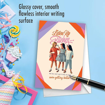 NobleWorks Humorous Blank Birthday Greeting Card with 5 x 7 Inch Envelope (1 Card) Listen Up C7026BDB