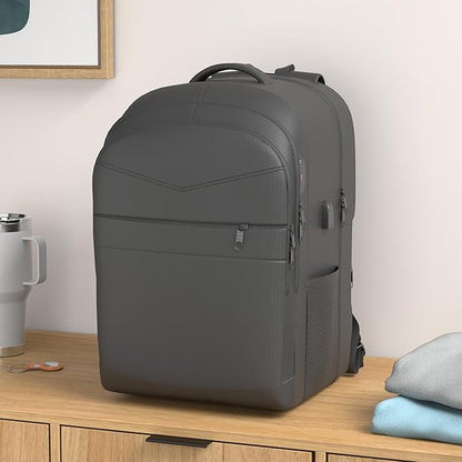 Lapsouno Travel Backpack, Large Carry on Backpack, 17 Inch Laptop Backpack, Big Backpack, Extra Sturdy TSA Friendly with USB Port College School Rucksack Bag Backpack Gifts for Him Men Women, Black