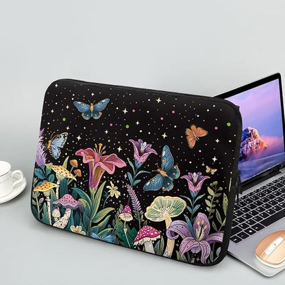 Butterfly Flower Laptop Sleeve for Women 10 inch Lap Top Case Portable Laptop Protector Zippered Pouches with Humanize Design Computer Carrying Case Star Briefcase