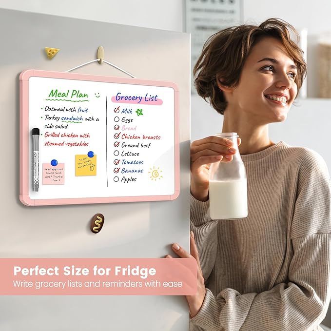 Small Double-Sided White Board Dry Erase Board For Wall, 14"x11" Hanging Whiteboard for Door, Mini Dry Erase Board with a black dry erase marker, Small Whiteboard for Kids Students, Back To School, Pk