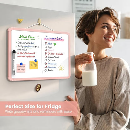 Small Double-Sided White Board Dry Erase Board For Wall, 14"x11" Hanging Whiteboard for Door, Mini Dry Erase Board with a black dry erase marker, Small Whiteboard for Kids Students, Back To School, Pk
