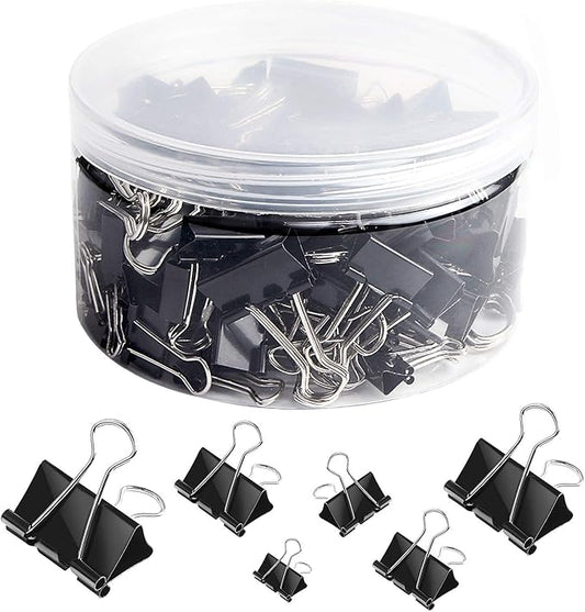 SANNIX 110 PCS Binder Clips Assorted Sizes, X Large, Large, Medium, Small, Mini and Micro, Binder Clips Paper Clamps for Office Home School