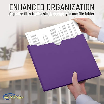 Purple File Jackets, 1 Inch Expansion, Letter Size, Reinforced Straight-Cut Tab, 6 Pack