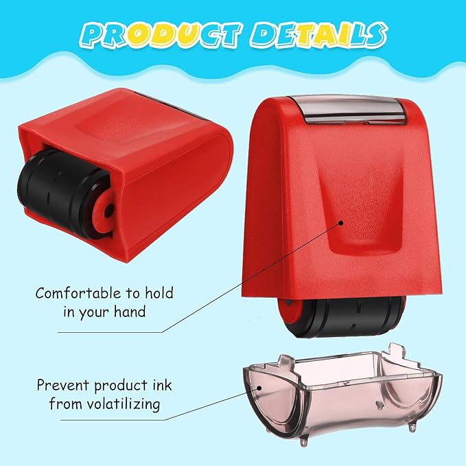 Sherr 2 Handwriting Line Stamp Roller Dashed Handwriting Lines Practice Roller Stamp for Kids, Teachers Kindergarten Education Classroom Back to School Need(2.72 x 2.44 x 1.54 Inch,Red)