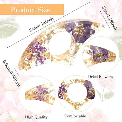 Book Page Holder for Reading, 4 PCS Dried Flower Resin Transparent Bookmark, Thumb Book Page Holder Reading Accessories for Reading Lovers, Gifts for Bookworm, Literary, Students and Teachers