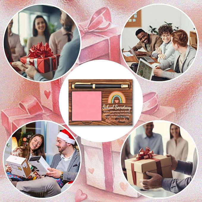 School Secretary Sticky Note Holder, Thank You School Secretary Gifts, School Secretary Appreciation Gifts, School Secretary Office Decor Self-Stick Note Pad Holders YB368