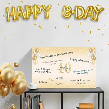 Large 40th Birthday Card With Envelope for Men Women, 1985 Black Gold Happy 40th Birthday Giant Guest Signature Book Gifts, Big Vintage 1985 40th Greeting Card Decoration Party Supplies