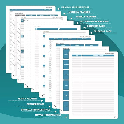 Weekly Monthly 2026 Planner (Jan.26-Dec.26),8.5"x6.5",12 Months Agenda Plan with Month Tabs & Pocket,Expenses/Note Pages, Appointment Book Calendar with Vegan Leather Cover,Light Blue