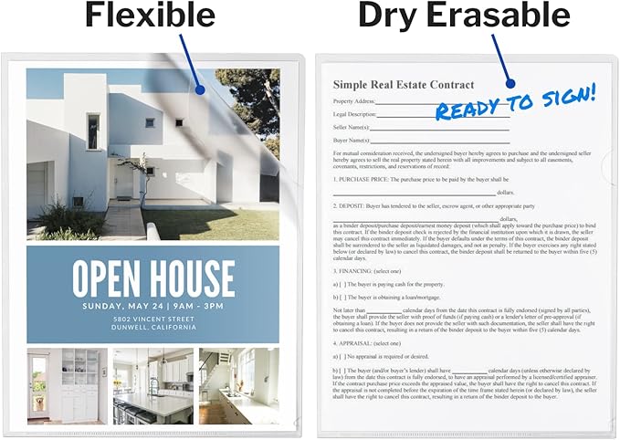 Dunwell Clear Plastic File Folder Sleeves, 36 Pack, 8.5x11 Letter Size, Acid-Free Poly Plastic