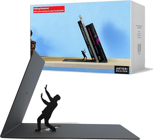 Artori Design Book Ends to Hold Books Heavy Duty - Hidden Metal Bookends for Shelves Desk or countertop - Bookend Book Holder for Home Decorative - Gift for Book Lovers and Home Decor (Falling)