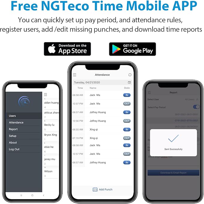 NGTeco Time Clocks for Employees Small Business with Face, Fingerprint, RFID and PIN Punching in One, MB1 Office Time Card Machine Automatic Punch with APP for iOS Android (0 Monthly Fee)