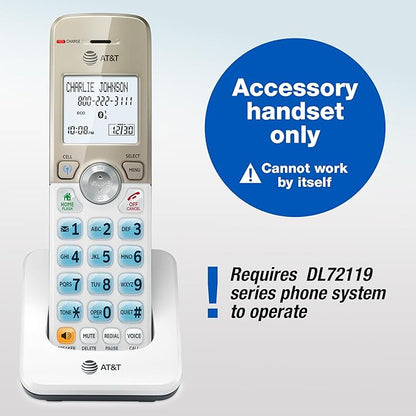 AT&T DL70019 Accessory Handset for DL72x19 Phone with Bluetooth Connect to Cell, Call Blocking, 1.8" Backlit Screen, Big Buttons, intercom, and Unsurpassed Range