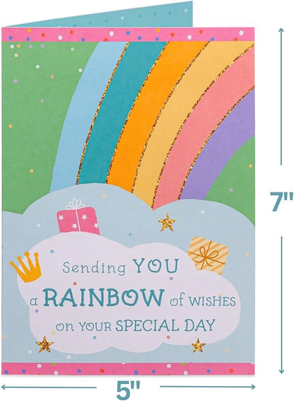 Paper Love 3D Pop Up Birthday Card, Happy Birthday Rainbow, For Adults or Kids - 5" x 7" Cover - Includes Envelope and Note Tag
