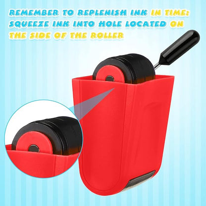 Sherr 2 Handwriting Line Stamp Roller Dashed Handwriting Lines Practice Roller Stamp for Kids, Teachers Kindergarten Education Classroom Back to School Need(2.72 x 2.44 x 1.54 Inch,Red, Orange)