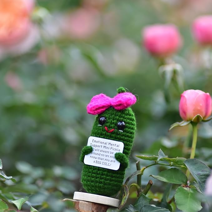 Funny 1 Pcs Crochet Gifts with Positive Affirmations Cards for Inspirational Novelty Good Luck Gifts and Party Decorations (KK-CKD04-RR_Bow)