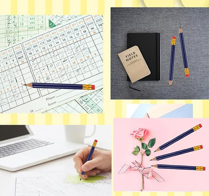 Adhere 25pcs Golf Pencils with eraser Hexagon Wooden Pencils Graphite 2B for Golf Event Scoring,Classroom,Wedding,Company Meetings,Pew, Pocket (Navy Blue)