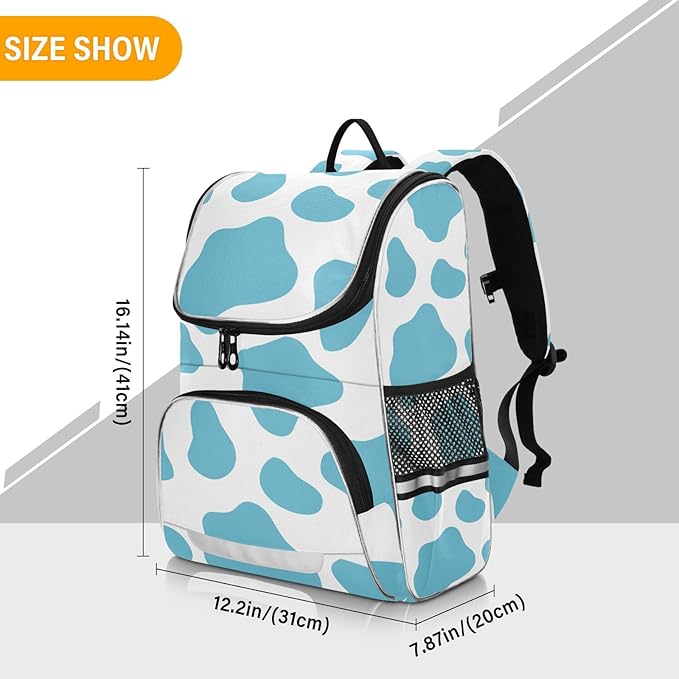 Cow Print Backpack with Reflective Strip for Kids Boys Girls Elementary School Bag Removable Chest Strap