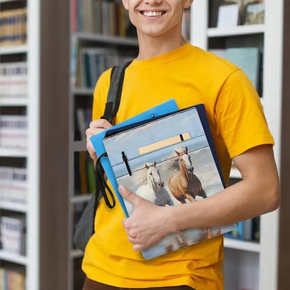 COEQINE Horse Book Covers Kids Adult Book Cover with Pen Holder Zipper Washable Hardcover Paperback Book Protection and Pen Holder Pocket for Travel Study