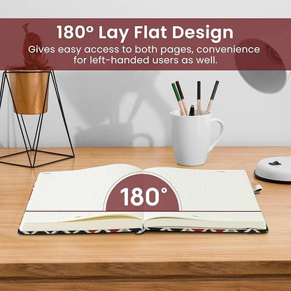 Bullet Dotted Journal Notebook for Women & Men, Hardcover Leather Journal for Writing, A5 Bullet Journaling Notebook for Work & Sketching, Perfect for Office School Home Supplies, 160 Pages, Retro Argyle