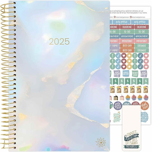 bloom daily planners 2025 Calendar Year Day Planner (January 2025 - December 2025) - 5.5” x 8.25” - Weekly/Monthly Agenda Organizer Book with Stickers & Bookmark - Iridescent Opal