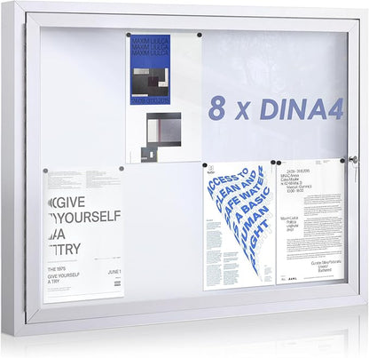 SWANCROWN Enclosed Bulletin Board Magnetic Dry Erase Board 37” x 28” Weatherproof Notice Board for Outdoor Public School Office