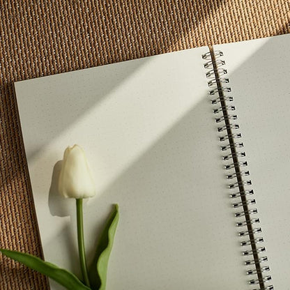 2 Pack A4 Spiral Bullet Dotted Journal with 120gsm Thick Paper, Dot Grid Spiral Notebook with Plastic Hardcover and Elastic Band Closure, 74 Sheets Per Pack 8.5 x 11 Inches