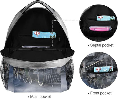 AUUXVA Custom School Backpack for Boys Kids with Name/Text Personalized Bookbag Add Your Name Customized Backpack Vintage Train School Bag Laptop Backpack Travel Camping Daypack