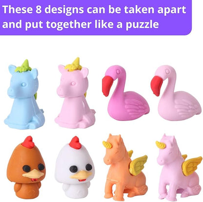 Mr. Pen Animal Toppers - 22 Pack Pencil Toppers & 8 Pack Take Apart Animal Erasers for Kids, Fun Easter Egg Fillers