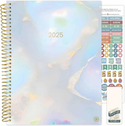 bloom daily planners 2025 (8.5" x 11") Calendar Year Day Planner (January 2025 - December 2025) - Weekly/Monthly Dated Agenda Organizer with Stickers & Tabs - Iridescent Opal