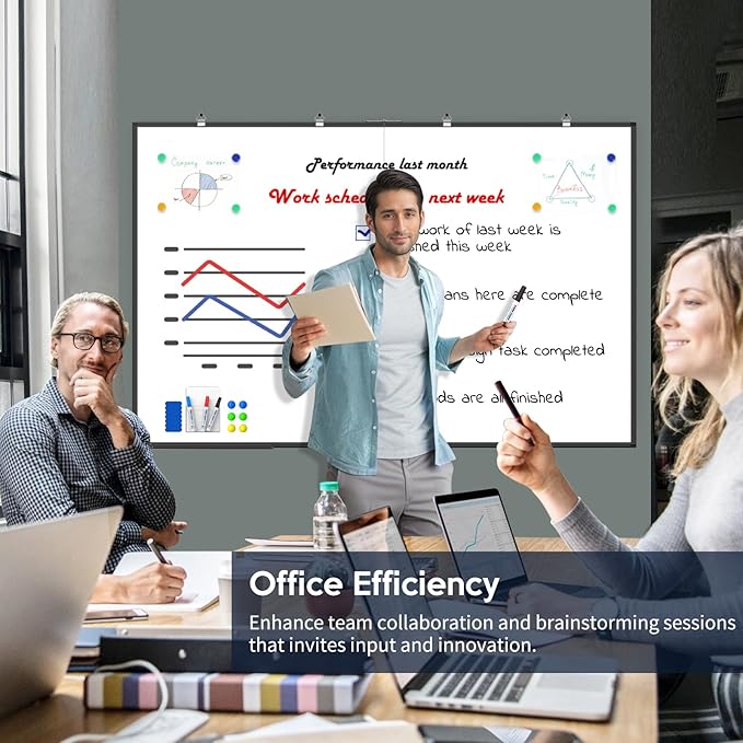 Large Whiteboard, Double Magnetic White Board for Wall, Dry Erase Whiteboard with Calendar for Office Home & School (Black, 72x48 inch)