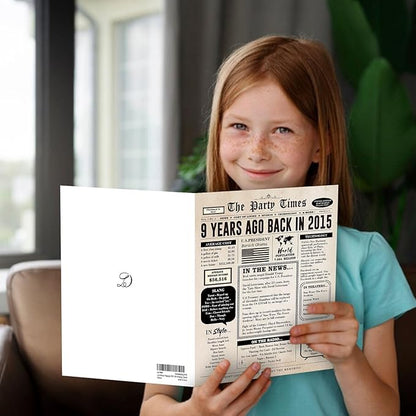 Happy 9th Birthday Card Gifts for Boy Girls, Unique 9th Birthday Decorations for Daughter Son, 9 Year Old Bday Gift Cards for Grandson Granddaughter