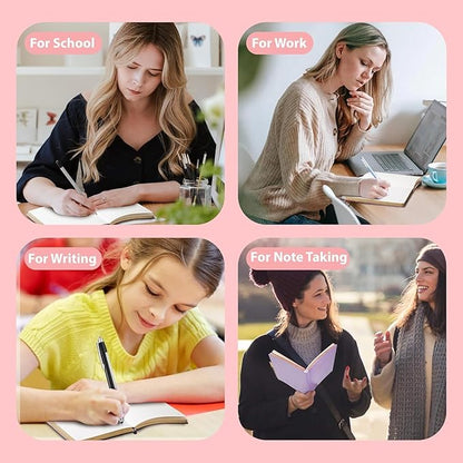 CAGIE Lined Journal Notebook for Women and Girls 256 Pages Cute Diary with Heart-Shaped Leather Journals for Writing A5 Soft Cover Notebooks for Work School (A Purple and Pink, A5)